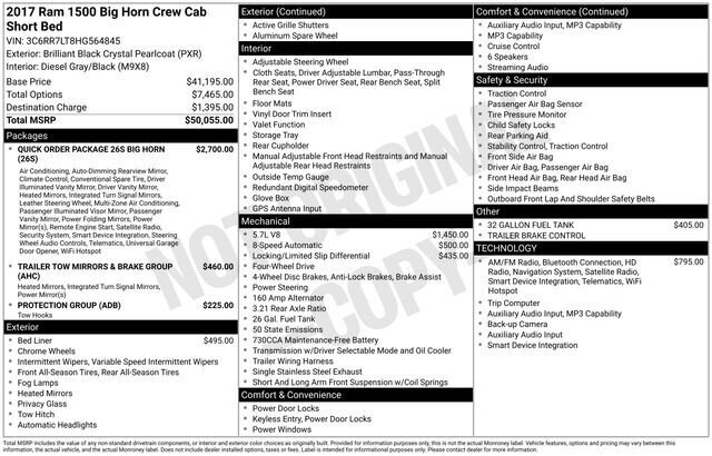 
 2017 RAM 1500 Big Horn full									