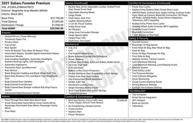 
 2021 Subaru Forester Premium full									