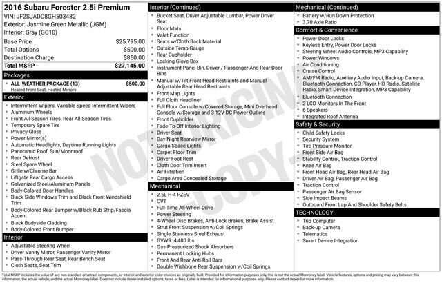 
 2016 Subaru Forester 2.5i Premium full									
