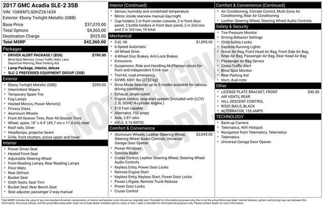 
 2017 GMC Acadia SLE-2 full									
