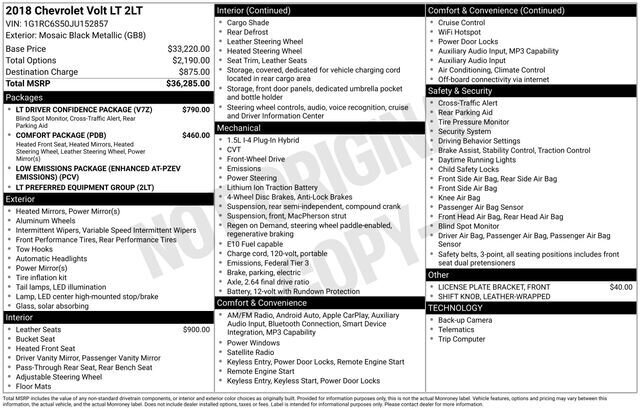 
 2018 Chevrolet Volt LT full									