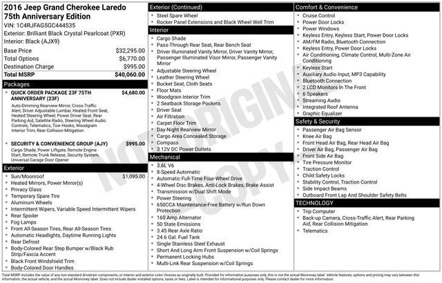
 2016 Jeep Grand Cherokee Laredo full									