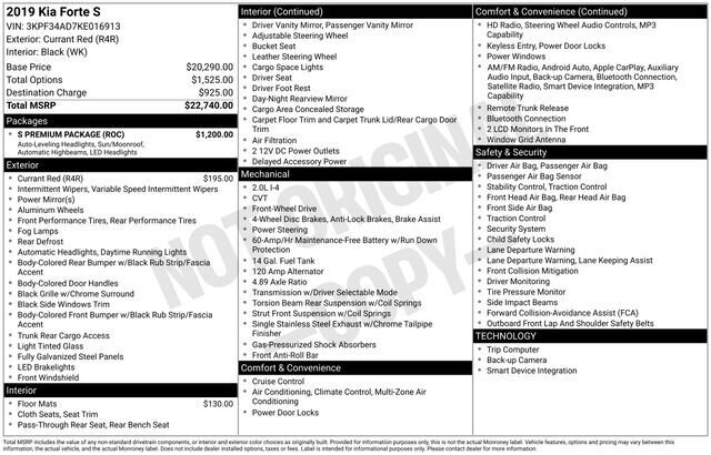 
 2019 Kia Forte S full									