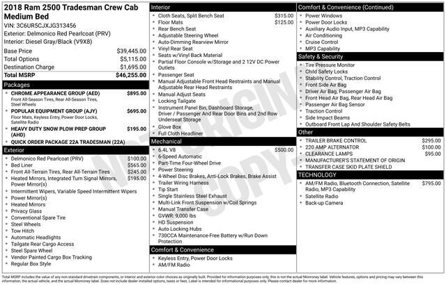 
 2018 RAM 2500 Tradesman full									