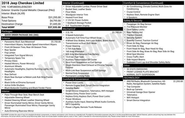 
 2018 Jeep Cherokee Limited full									