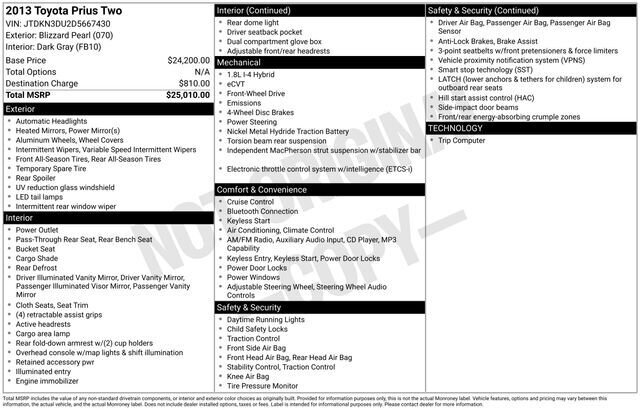 
 2013 Toyota Prius Two full									