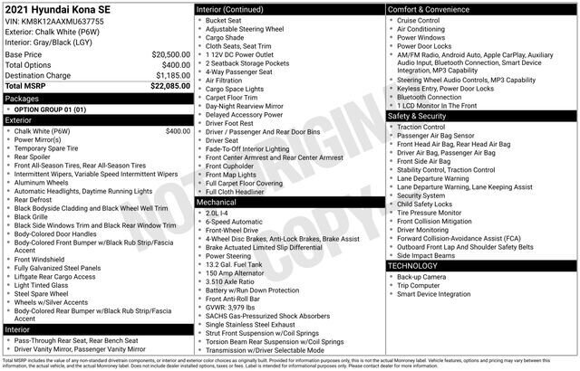 
 2021 Hyundai KONA SE full									