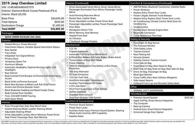 
 2019 Jeep Cherokee Limited full									