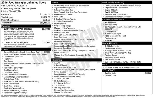 
 2016 Jeep Wrangler Unlimited Sport full									