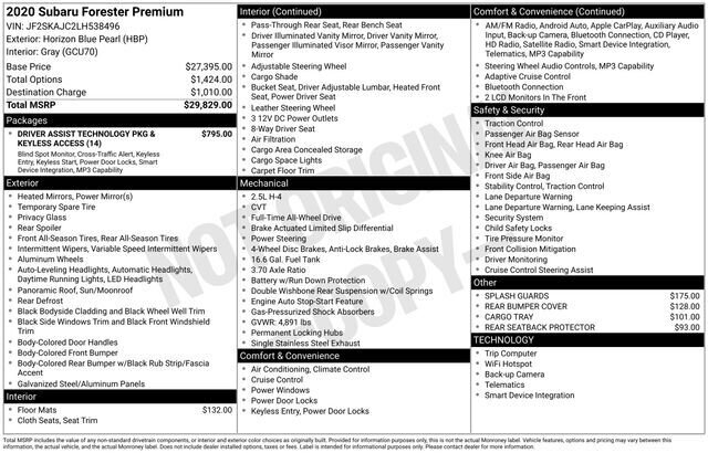 
 2020 Subaru Forester Premium full									