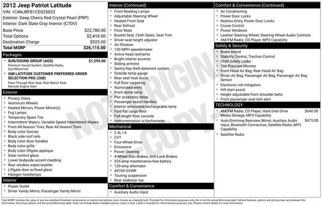 
 2012 Jeep Patriot Latitude full									
