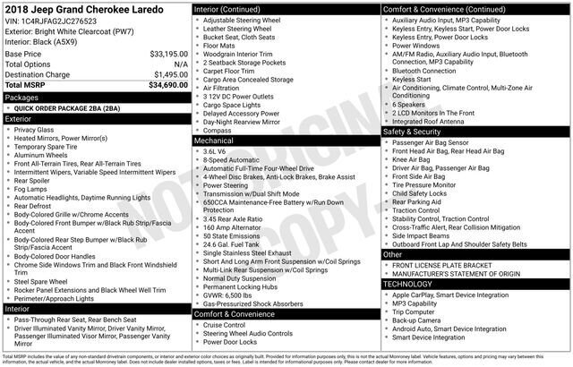 
 2018 Jeep Grand Cherokee Laredo full									