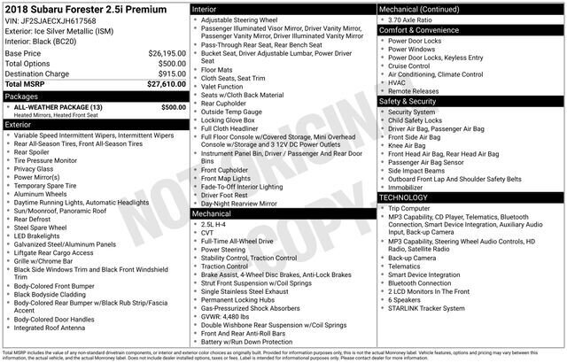 
 2018 Subaru Forester 2.5i Premium full									