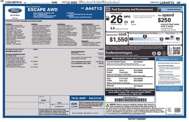 
 2020 Ford Escape Titanium full									