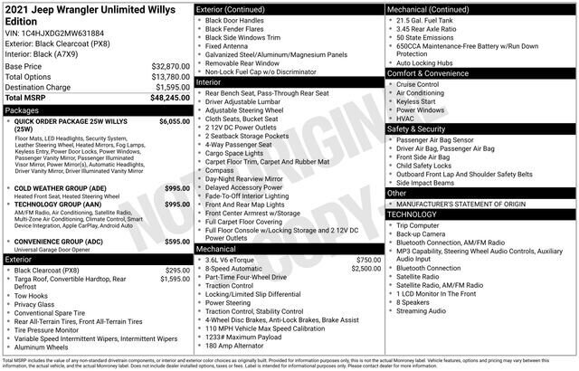 
 2021 Jeep Wrangler Unlimited Willys full									