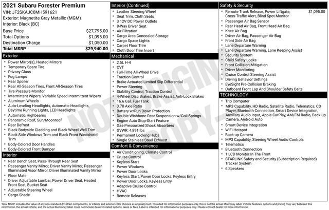 
 2021 Subaru Forester Premium full									