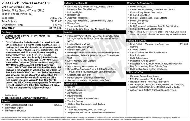 
 2014 Buick Enclave Leather Group full									