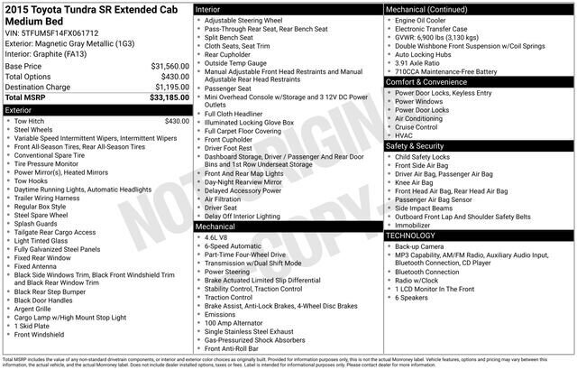 
 2015 Toyota Tundra SR full									