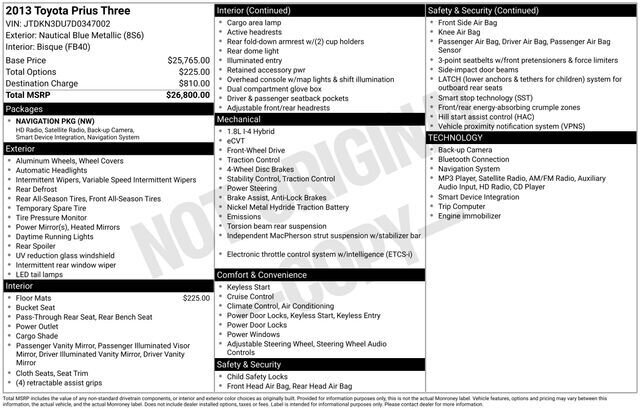
 2013 Toyota Prius Three full									