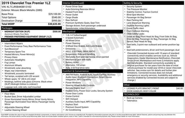 
 2019 Chevrolet Trax Premier full									