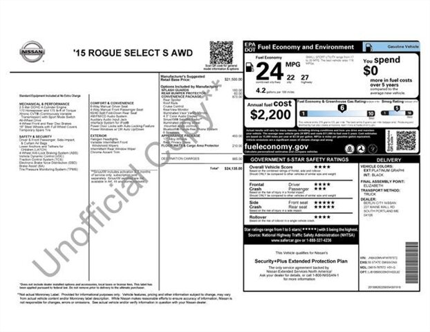
 2015 Nissan Rogue Select S full									
