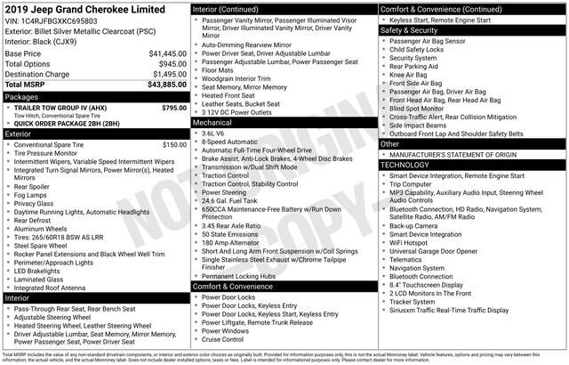 
 2019 Jeep Grand Cherokee Limited full									