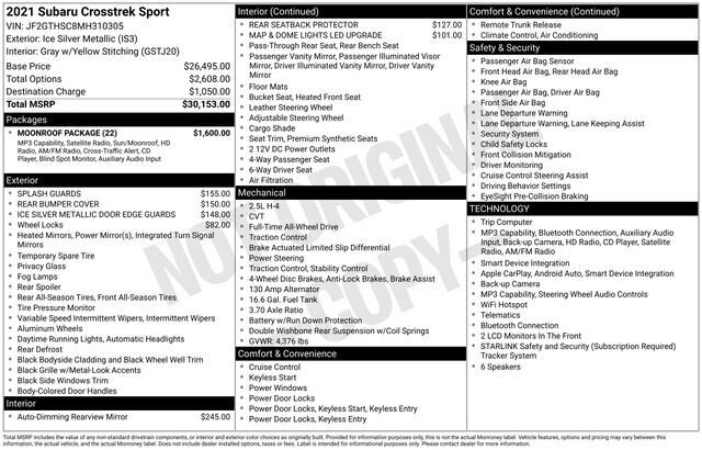 
 2021 Subaru Crosstrek Sport full									