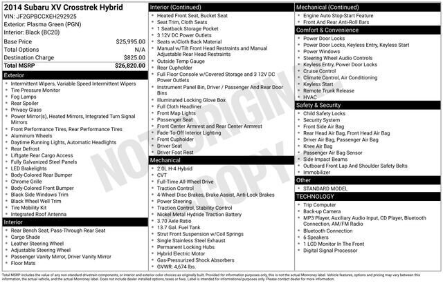 
 2014 Subaru XV Crosstrek 2.0i Hybrid full									