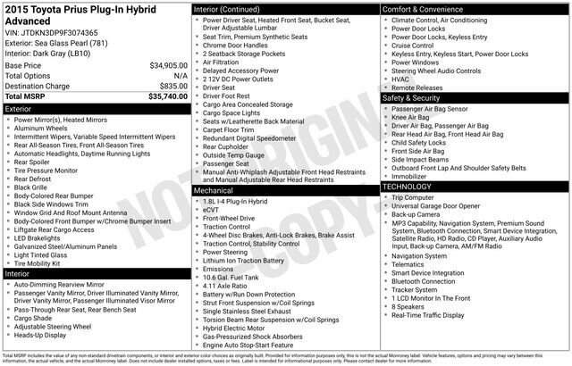 
 2015 Toyota Prius Plug-in Hybrid Advanced full									