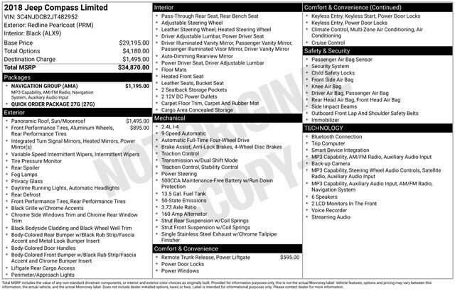 
 2018 Jeep Compass Limited full									