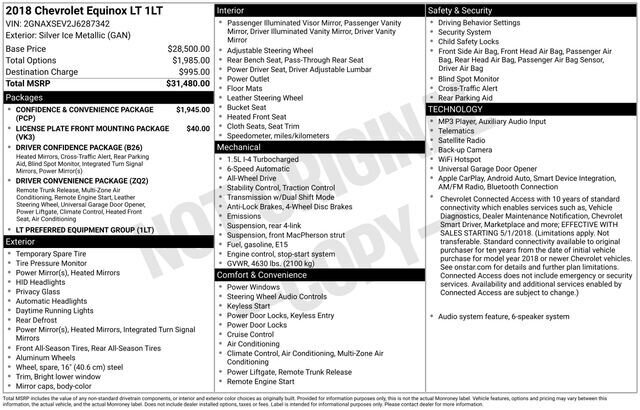 
 2018 Chevrolet Equinox LT full									