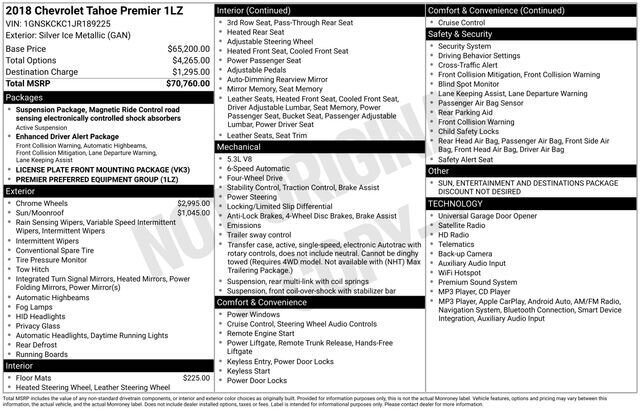 
 2018 Chevrolet Tahoe Premier full									