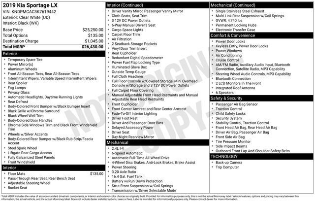 
 2019 Kia Sportage LX full									