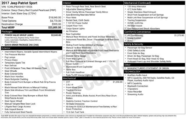 
 2017 Jeep Patriot Sport full									