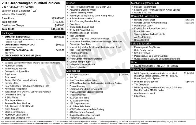 
 2015 Jeep Wrangler Unlimited Rubicon full									