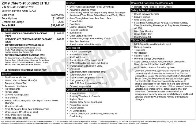 
 2019 Chevrolet Equinox LT full									