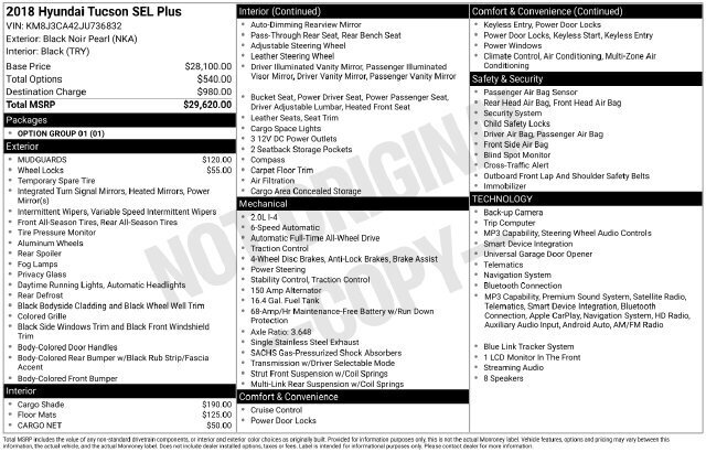 
 2018 Hyundai TUCSON SEL Plus full									